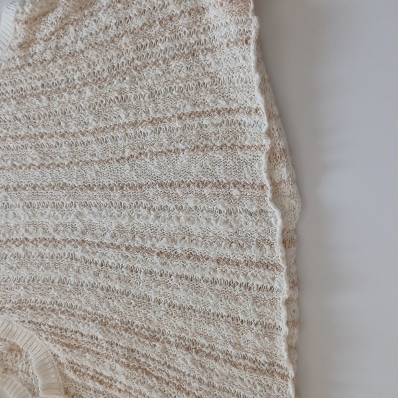 Free people top cream sweater fringed sleeves crochet woven size xs - Picture 7 of 12